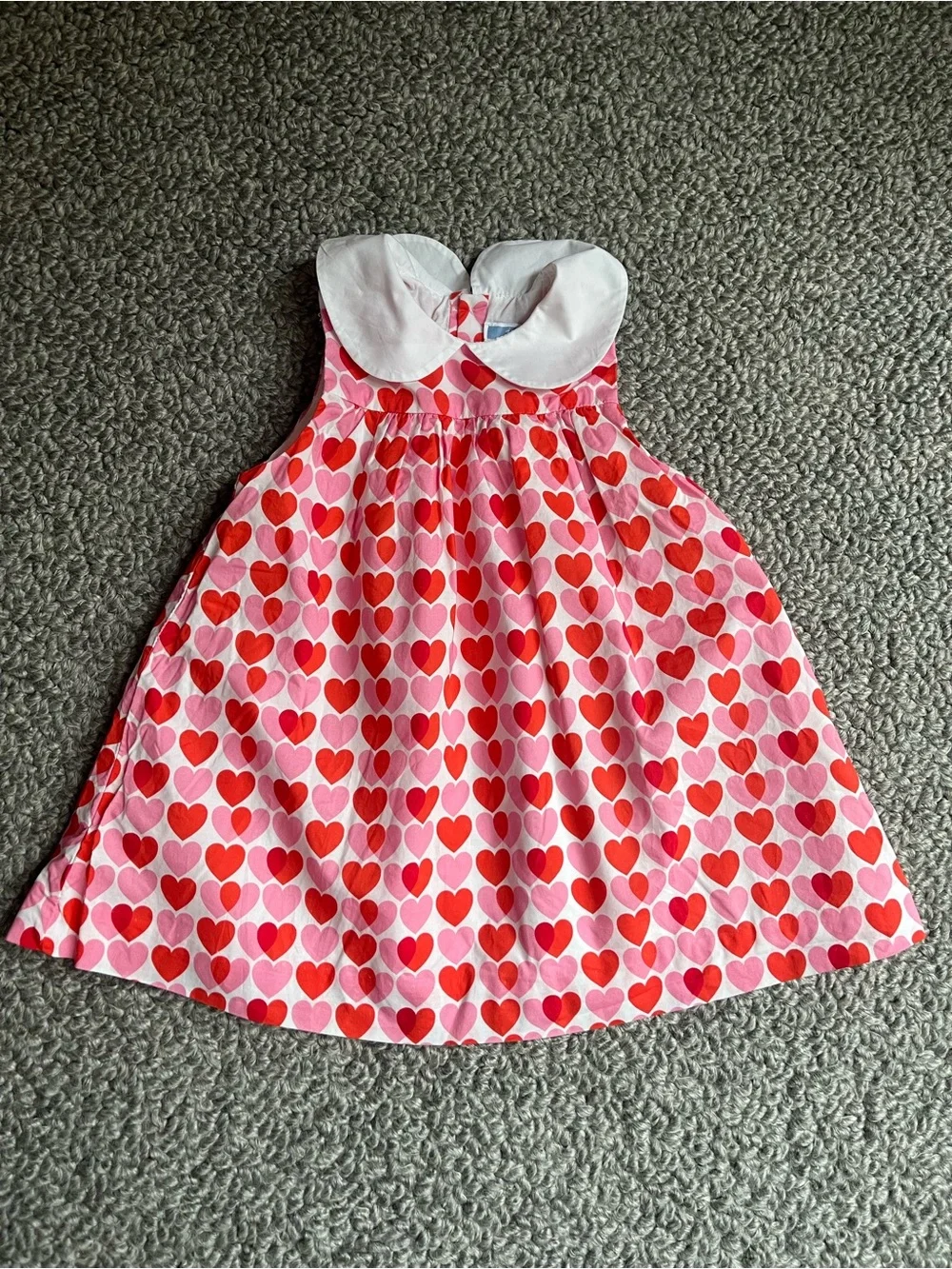 Jacadi Heart Print Sleeveless Peter Pan Collar Dress